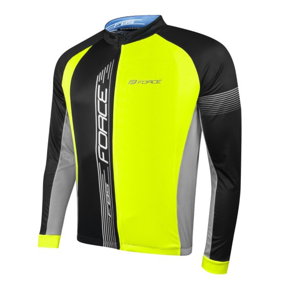 Maglia ciclismo Force F85 manica lunga Giallo fluo nero